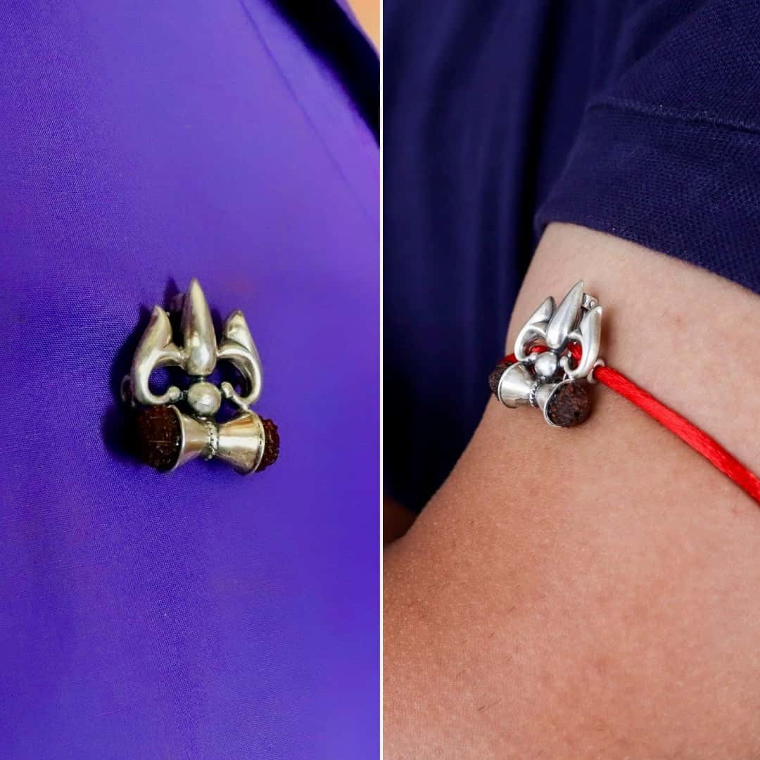 Trishul Damru Rakhi cum Brooch